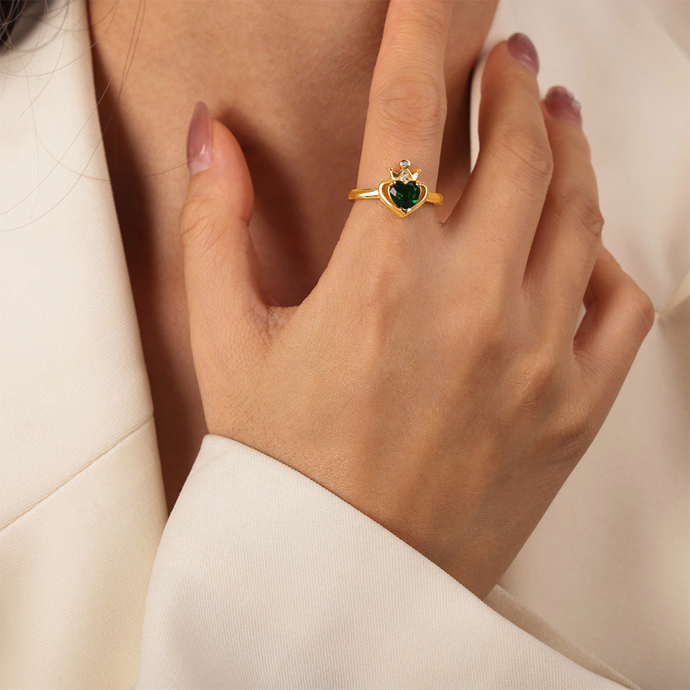 Light Luxury Heart-shaped Zircon Ring