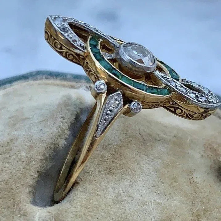 Vintage Alloy Inlaid Zircon Ring For Women - Viexta