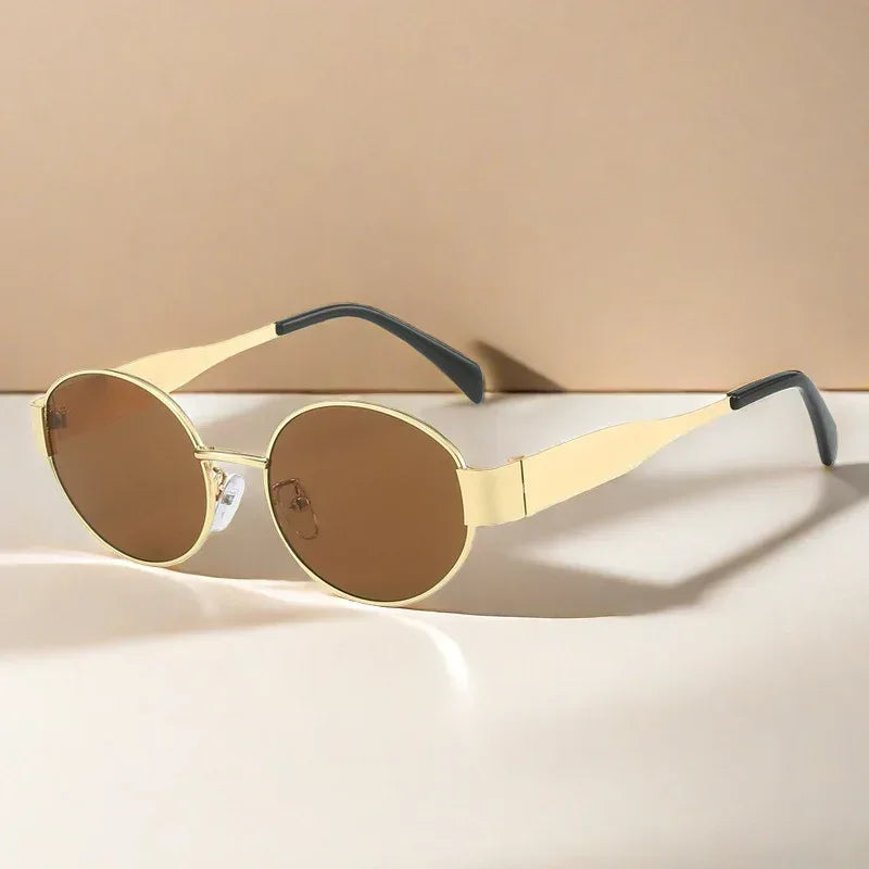 Oval Women's Metal Vintage Sunglasses - Viexta
