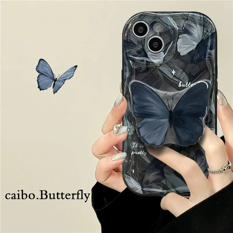 Butterfly Bracket Silicone Drop-resistant iPhone Case - Viexta