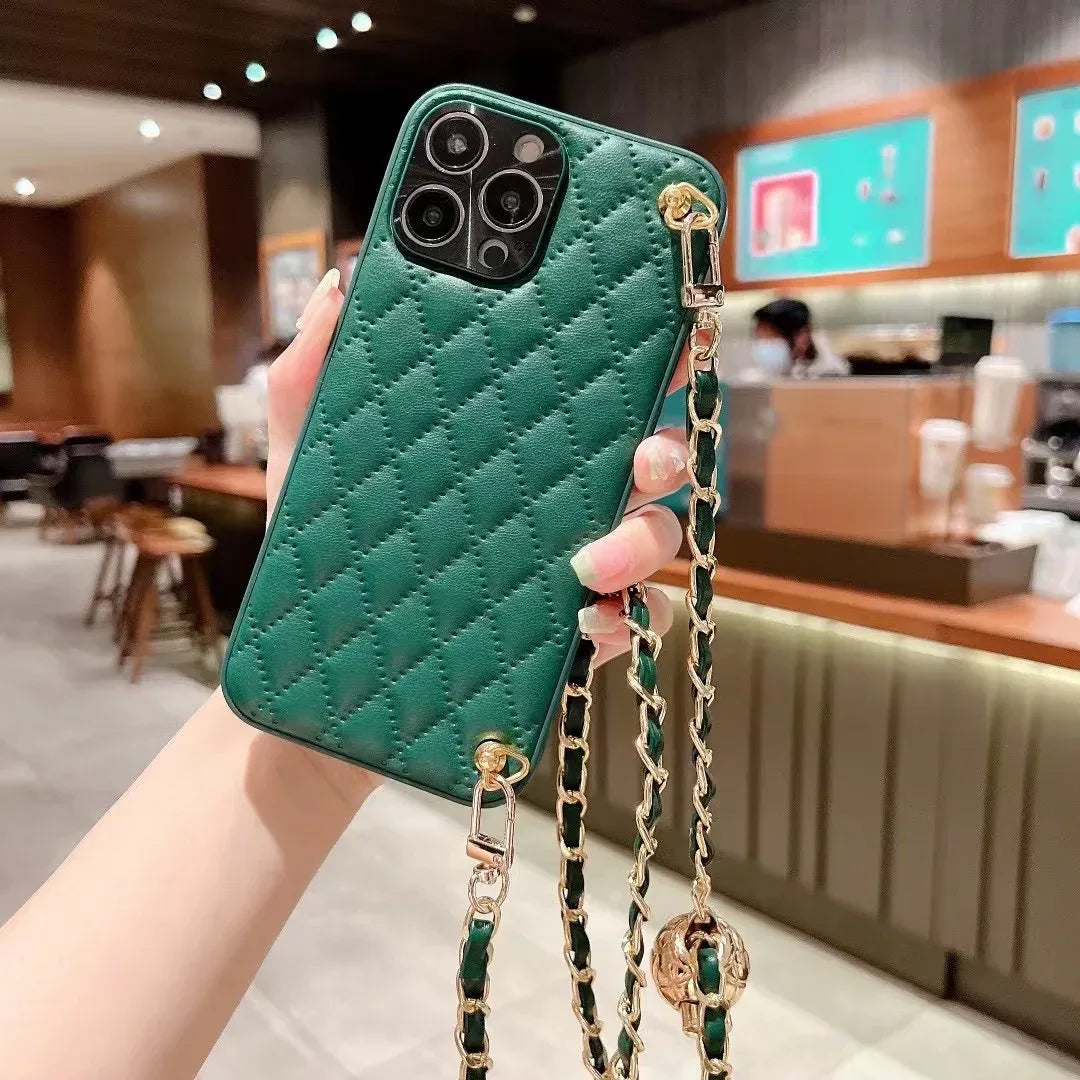 Diamond Plaid Crossbody iPhone Protective Case - Viexta