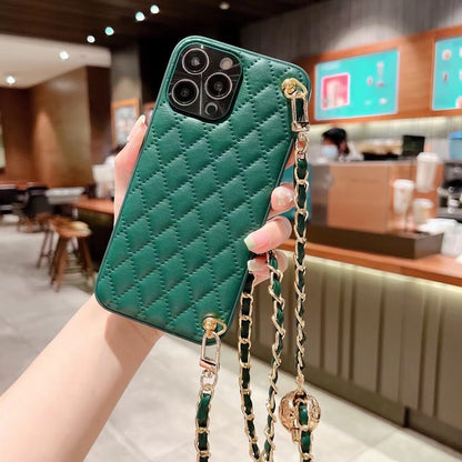 Diamond Plaid Crossbody iPhone Protective Case