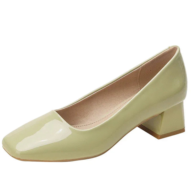 Lady Chunky Square Toe High Heels - Viexta