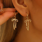 Metal Fashion Minimalist Bowknot Stud Earrings - Viexta