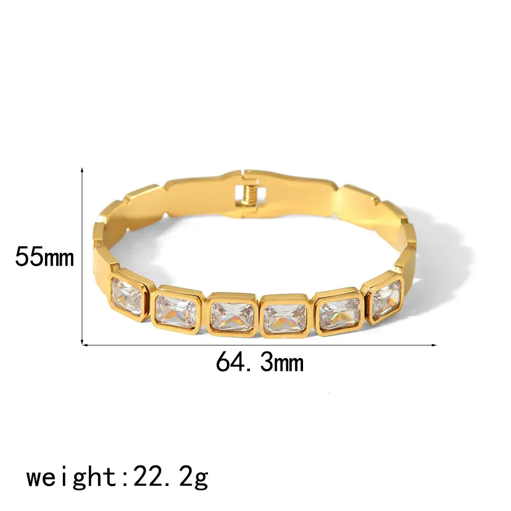 18K Gold Inlaid Zircon Bracelet - Viexta