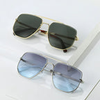 Fashion Square Metal Double Beam Sun Glasses - Viexta
