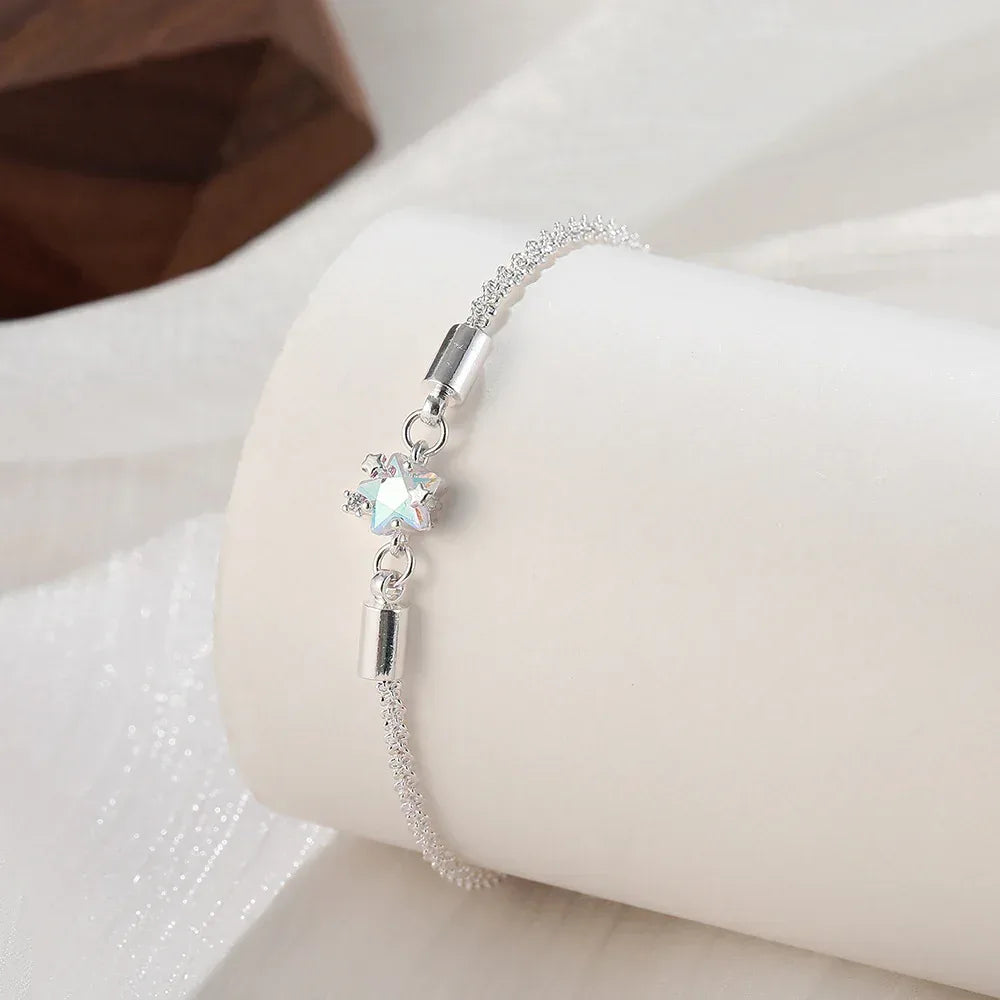S925 Starry Moonstone Pentagram Bracelet - Viexta