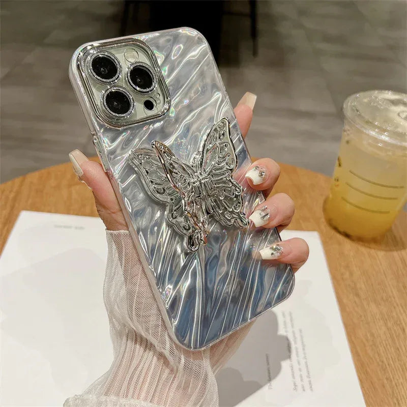 Water Ripple Lens Protector Butterfly Silicone iPhone Case - Viexta