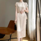 Satin High-grade Polka Dot Turtleneck Acetic Dress