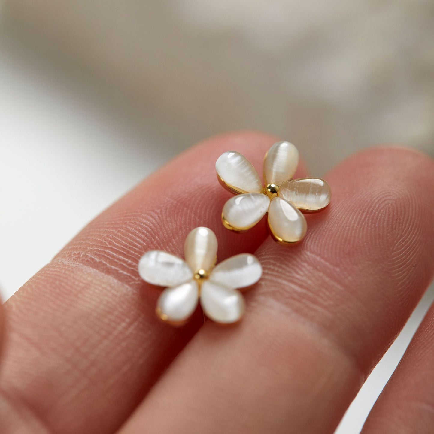 Opal Flower Stud Earrings