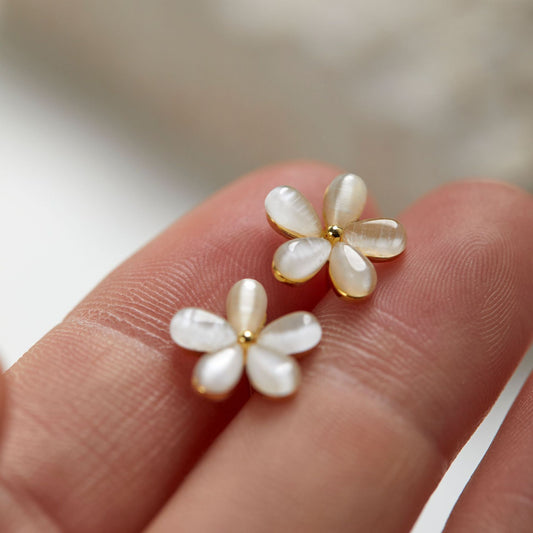 Opal Flower Stud Earrings