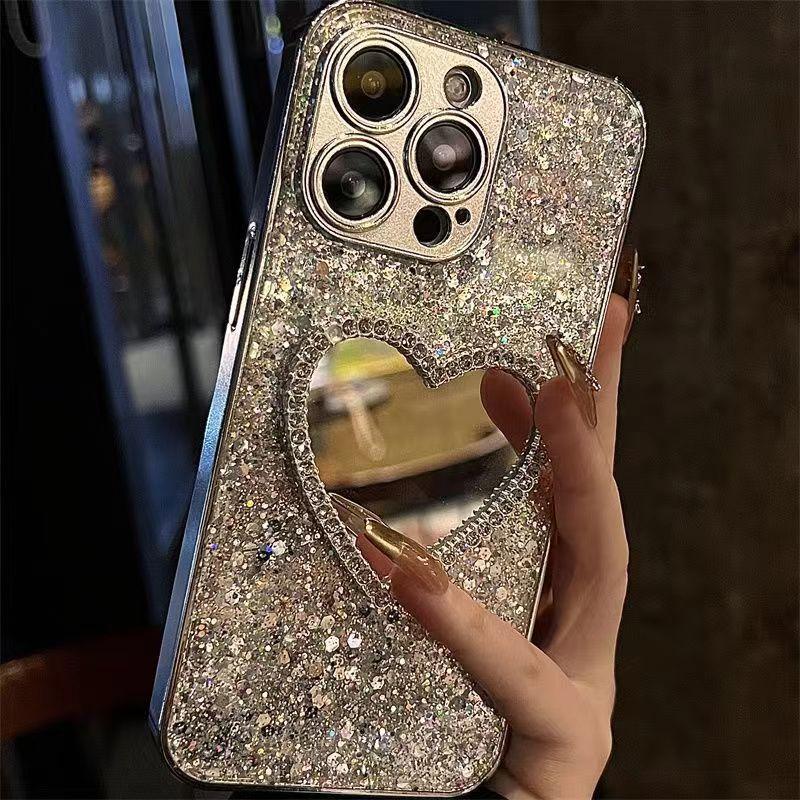 electroplated-glitter-epoxy-makeup-mirror-iphone-case - Viexta