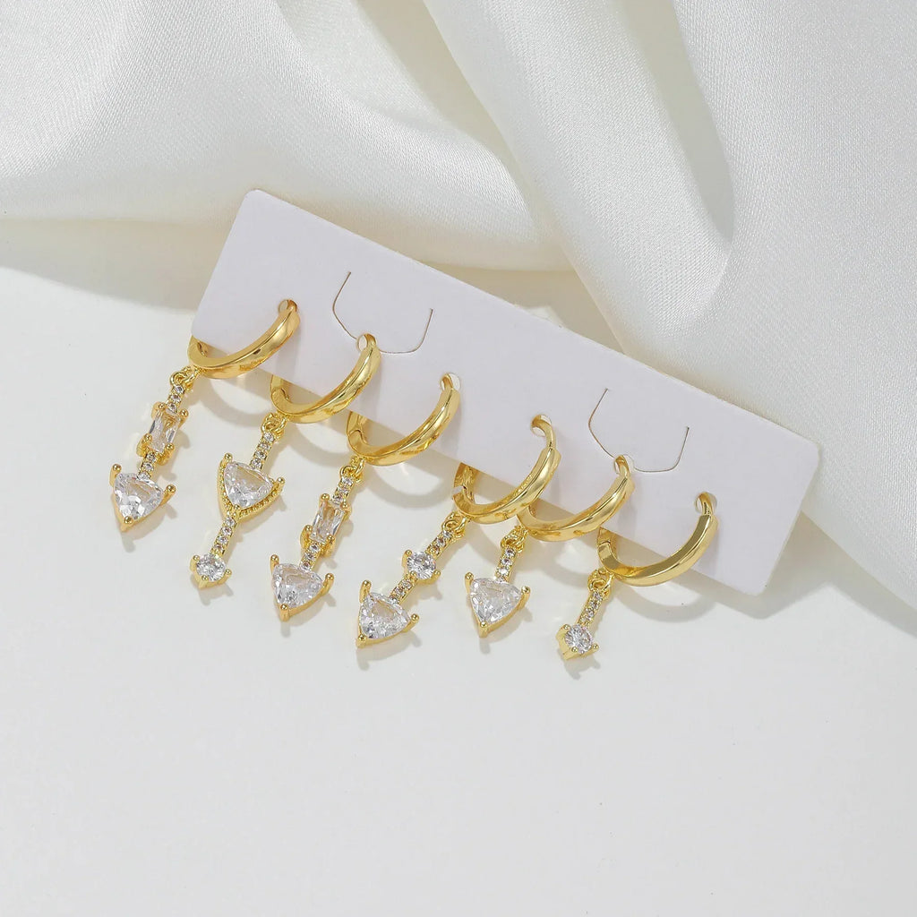 Long Triangle Zircon Earrings - Viexta