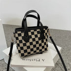 Houndstooth Shoulder Portable Bag - Viexta