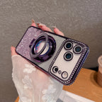 Edge Diamond Magnetic Quicksand Bracket Drop-resistant iPhone Case