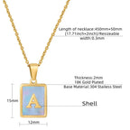Titanium Steel 26 English Letter Blue Shell Necklace - Viexta