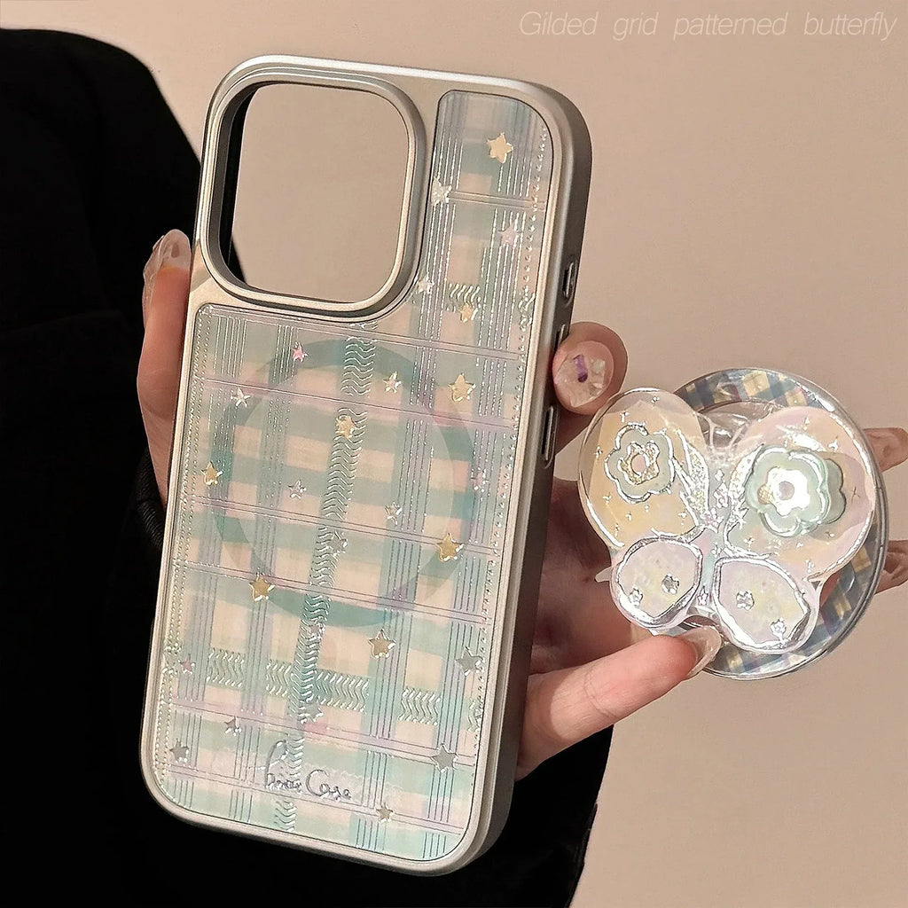 Gilding Rotating Bow Magnetic Bracket iPhone Case - Viexta