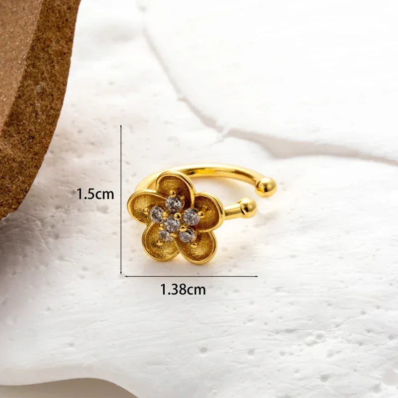 Single Piece Zircon Snake Flower Ear Clip - Viexta