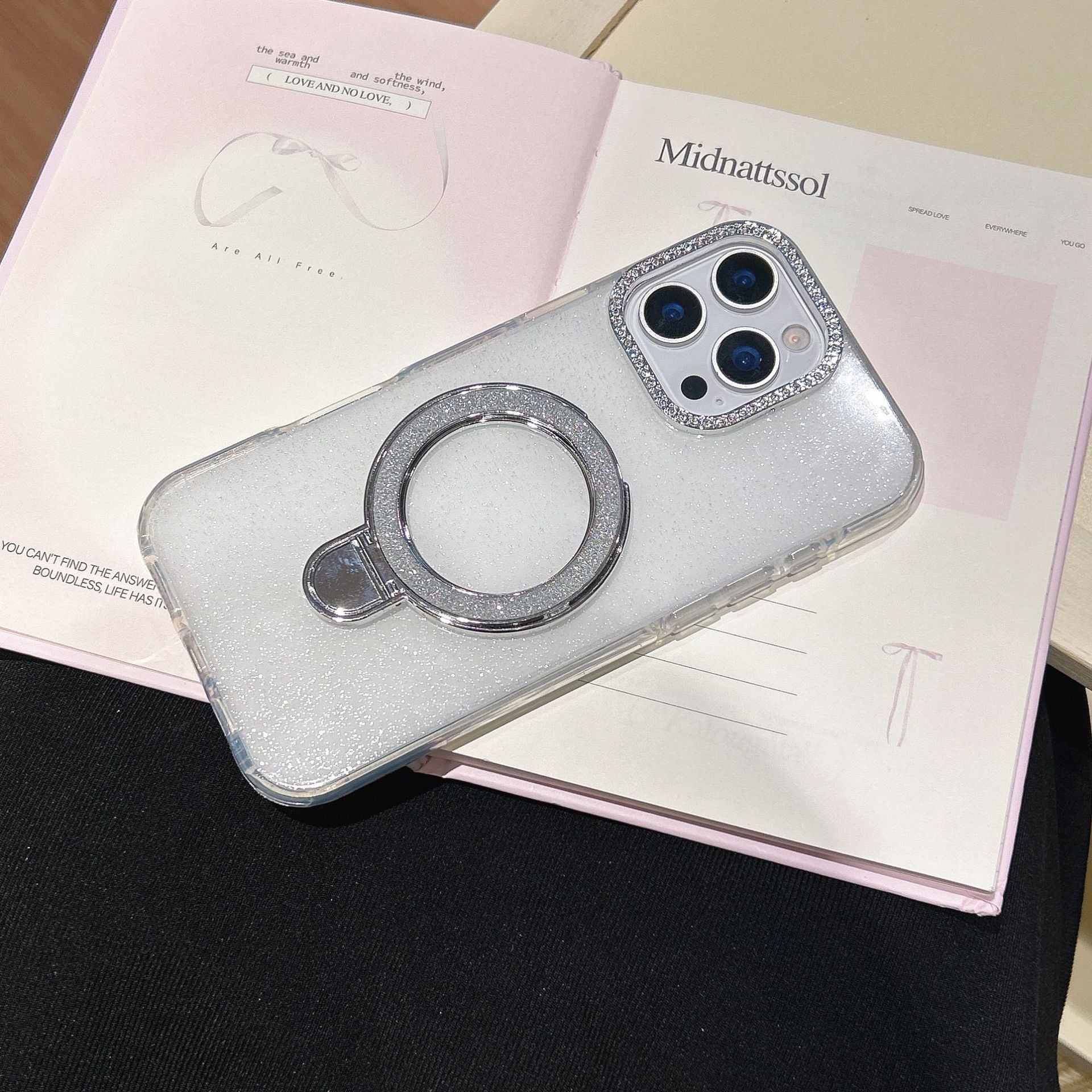 Epoxy Gradient Glitter With Rotating Bracket iPhone Cases