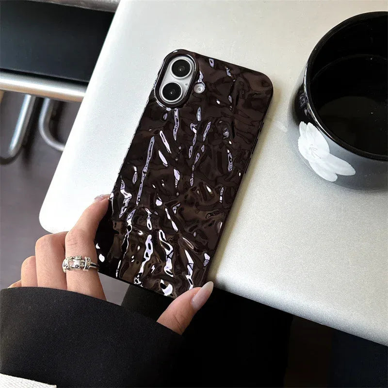 Black Pleated Tin Foil iPhone Soft Case - Viexta