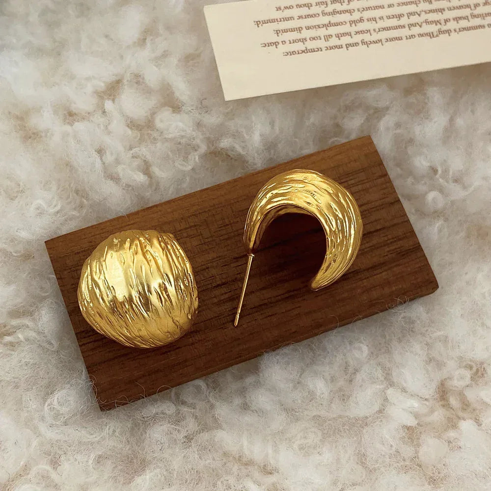 Brushed Metal Stud Earrings - Viexta