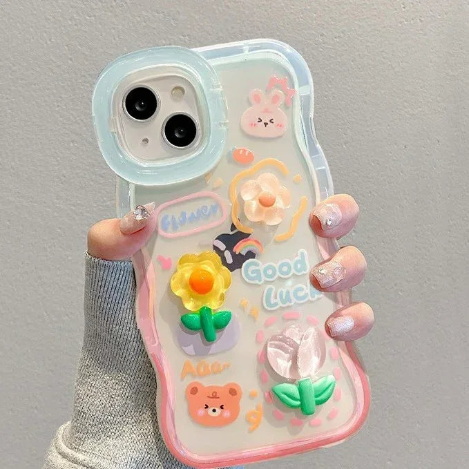 Gradient Flower Doll Silicone iPhone Case - Viexta