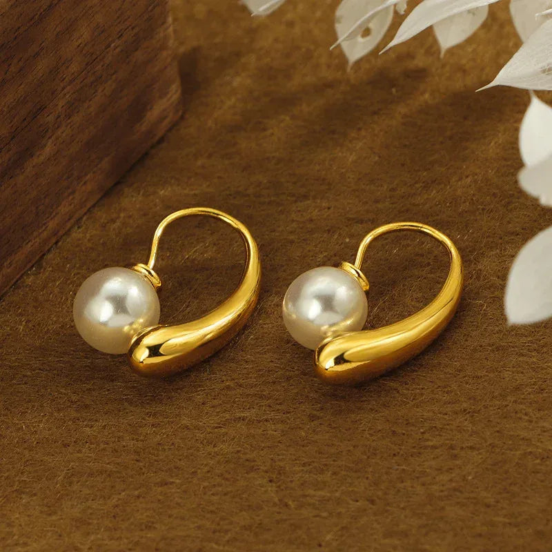 Pearl Water Drop Ear Hoop - Viexta