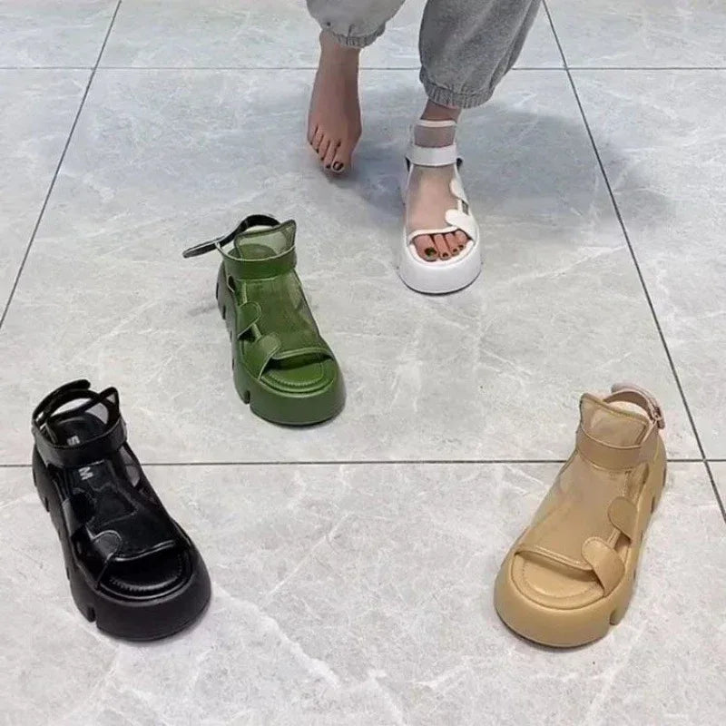 Muffin Thick Bottom Mesh Sandals - Viexta