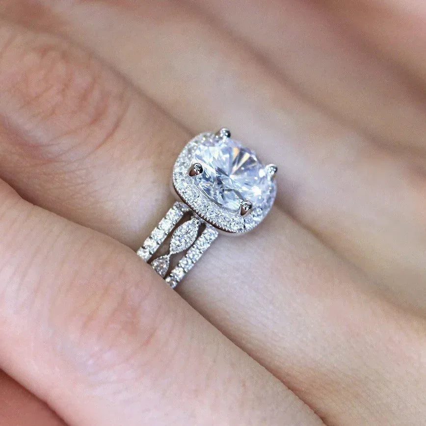 Three-piece Rhinestone Engagement Ring - Viexta