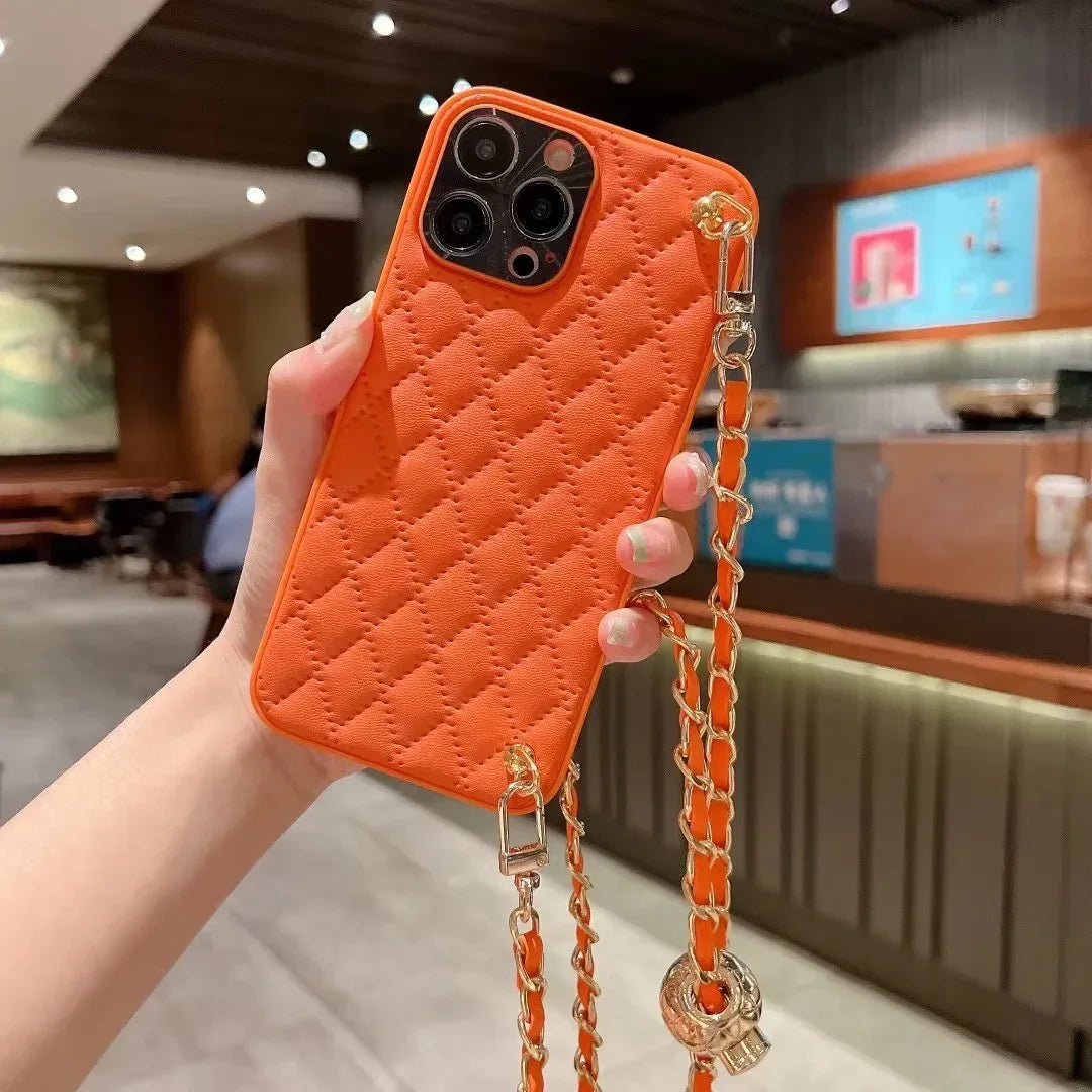 Diamond Plaid Crossbody iPhone Protective Case - Viexta