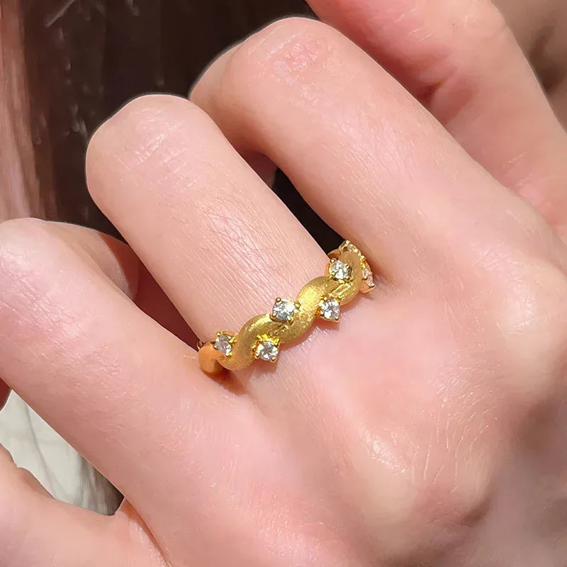 Retro Brushed Bright Star Ring - Viexta