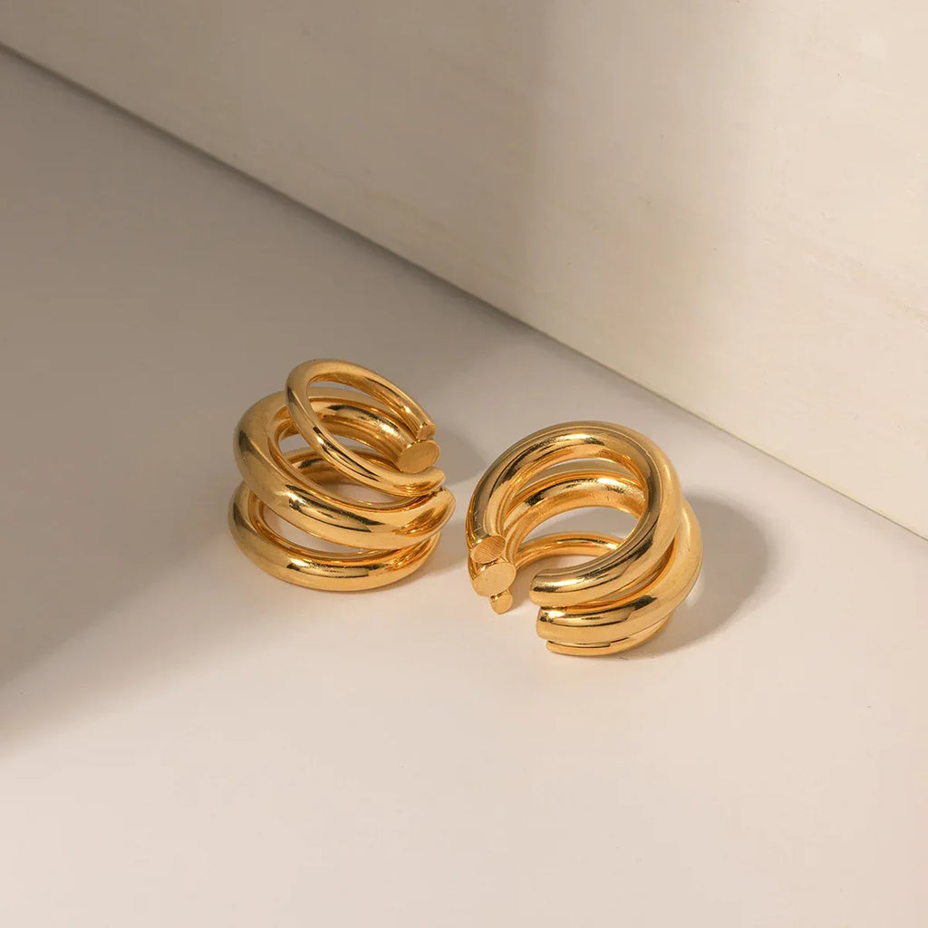 18K Stainless Steel Three-layer Ear Clip - Viexta