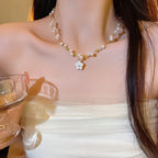 french-retro-camellia-necklace-for-women - Viexta
