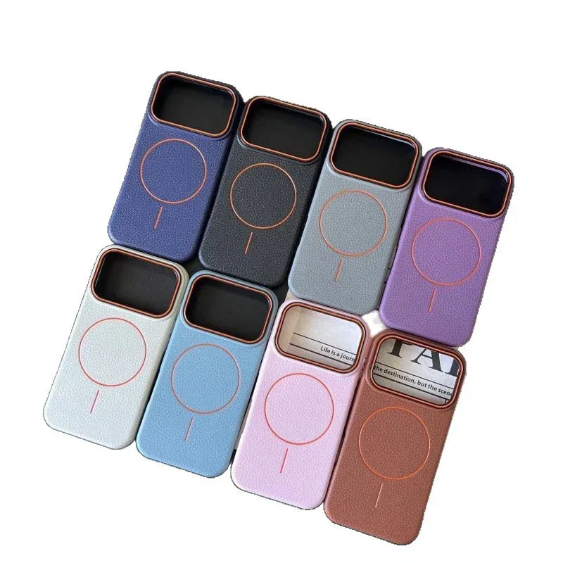 Magnetic Ring Litchi Pattern iPhone Case - Viexta
