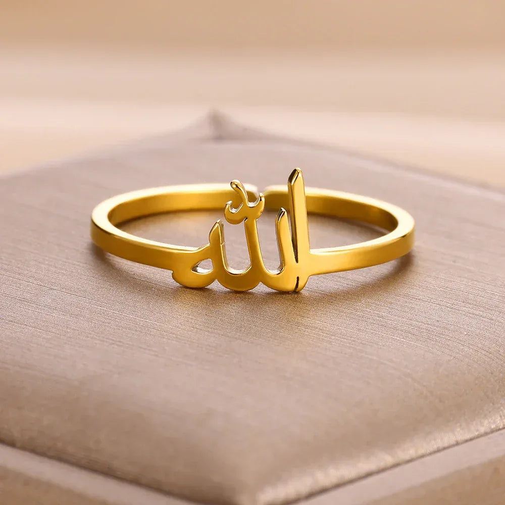 Arabic Stainless Steel Gold Plated Vintage Ring - Viexta