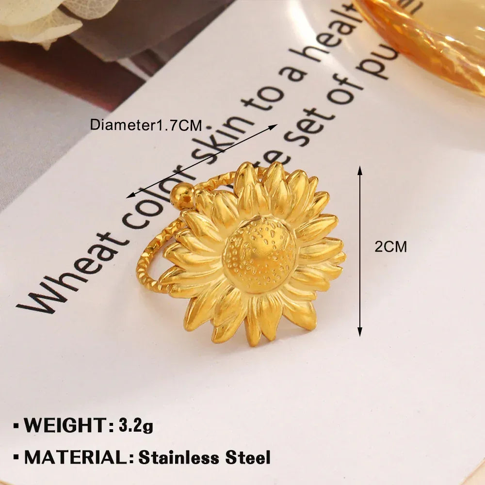 Stainless Steel Flower Ring - Viexta