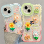 Gradient Flower Doll Silicone iPhone Case - Viexta