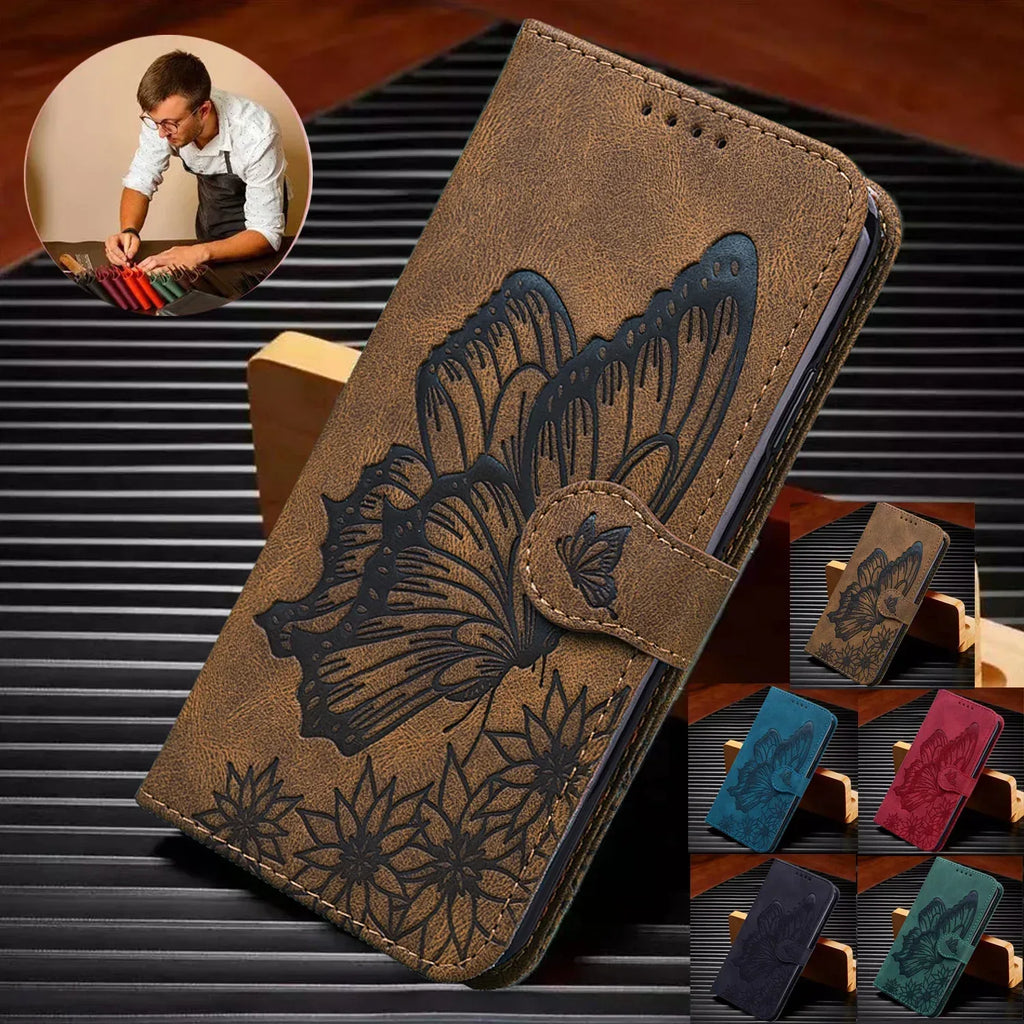 Embossed Butterfly Samsung S20 Series Leather Phone Case - Viexta