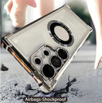 Magnetic Suction Airbag Electroplating Transparent Samsung Case - Viexta
