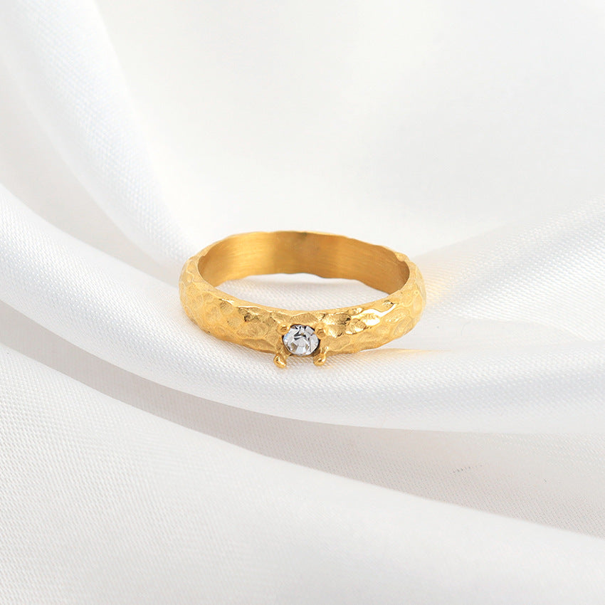 18K Gold-plated Round Surface Inlaid Pearl Ring