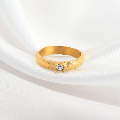 18K Gold-plated Round Surface Inlaid Pearl Ring