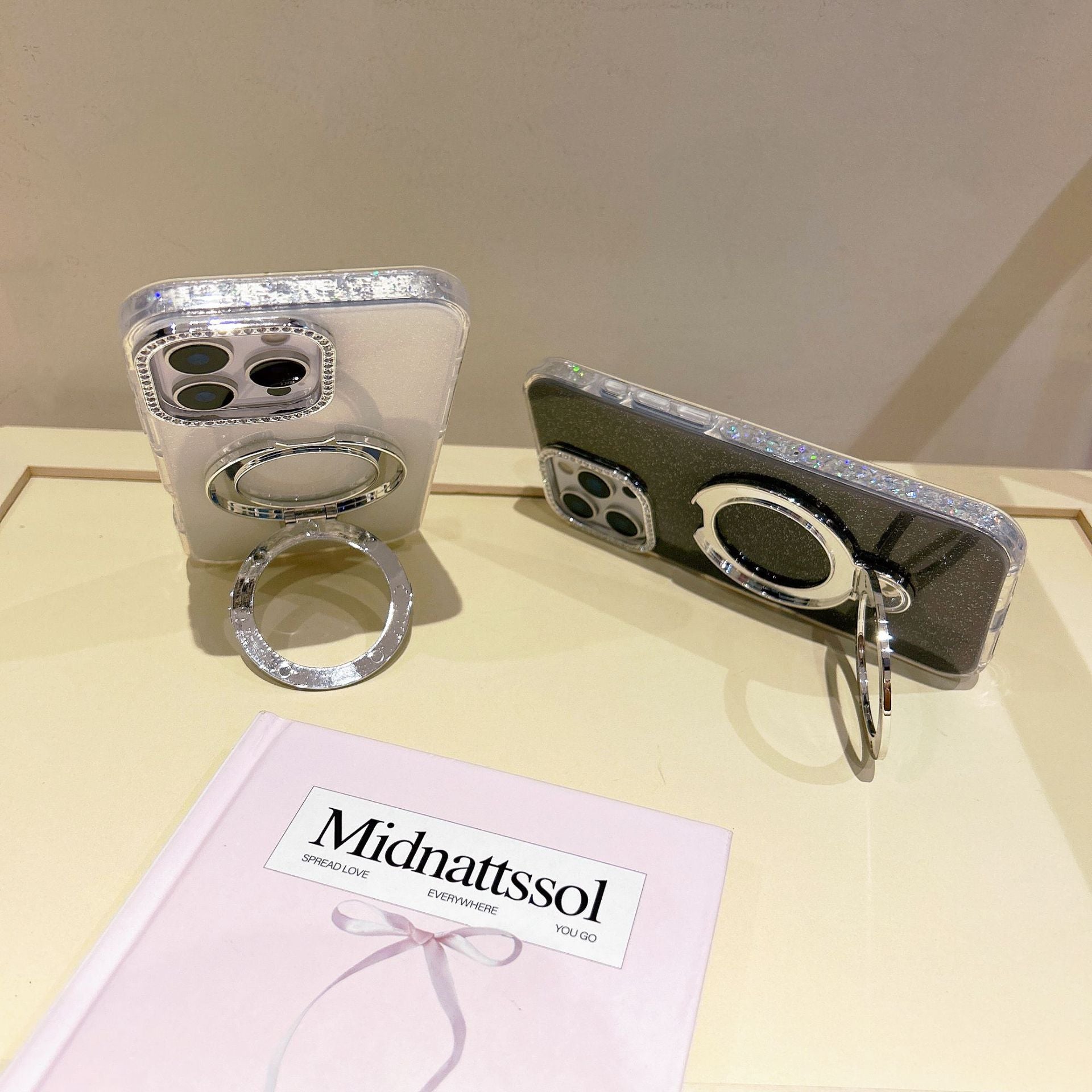 Epoxy Gradient Glitter With Rotating Bracket iPhone Cases