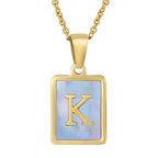 Titanium Steel 26 English Letter Blue Shell Necklace - Viexta