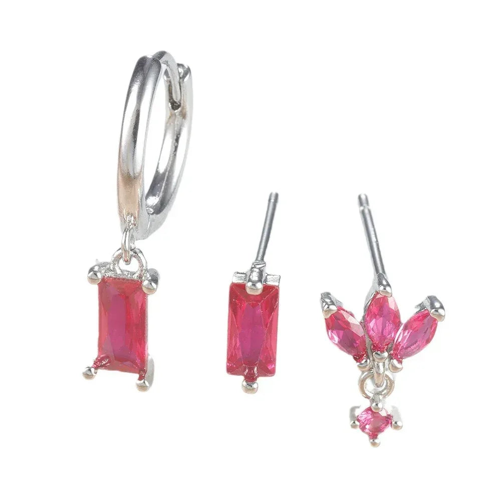 Three-piece Set Square Stud Earrings - Viexta