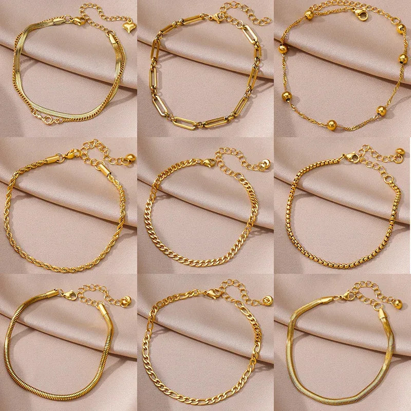 Figaro Blade 18K Stainless Steel Anklet - Viexta