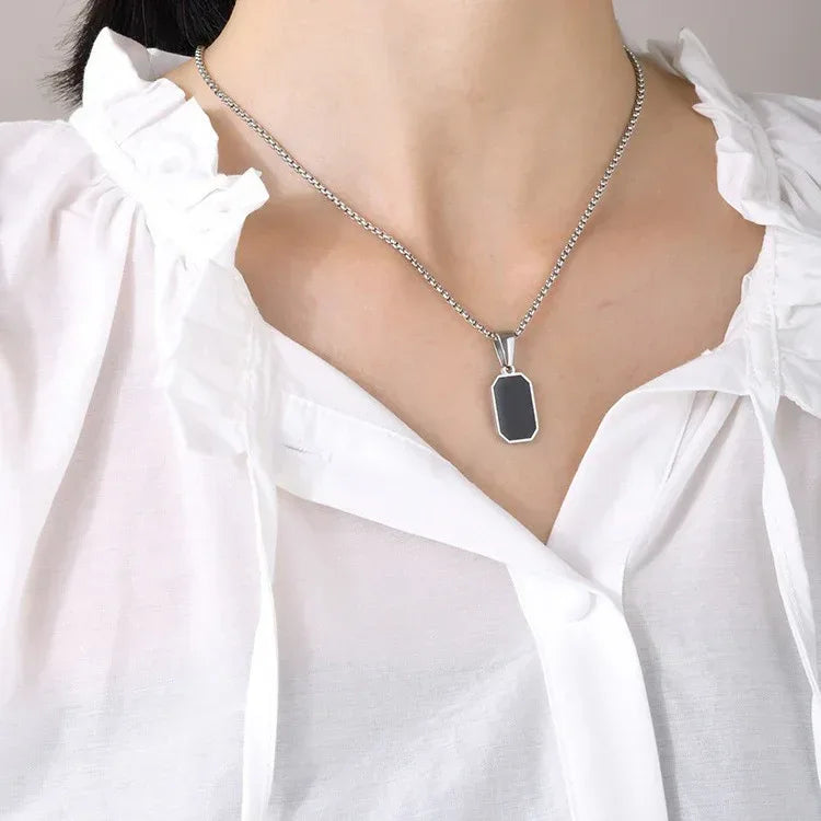 Titanium Steel Epoxy Pendant Necklace - Viexta