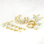 Blue Flower Zirconium Ear Studs - Viexta