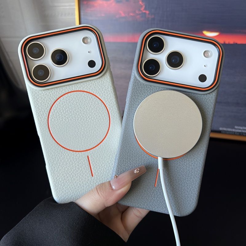 Magnetic Ring Litchi Pattern iPhone Case