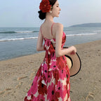 Vacation Spaghetti Straps Dress Dopamine - Viexta