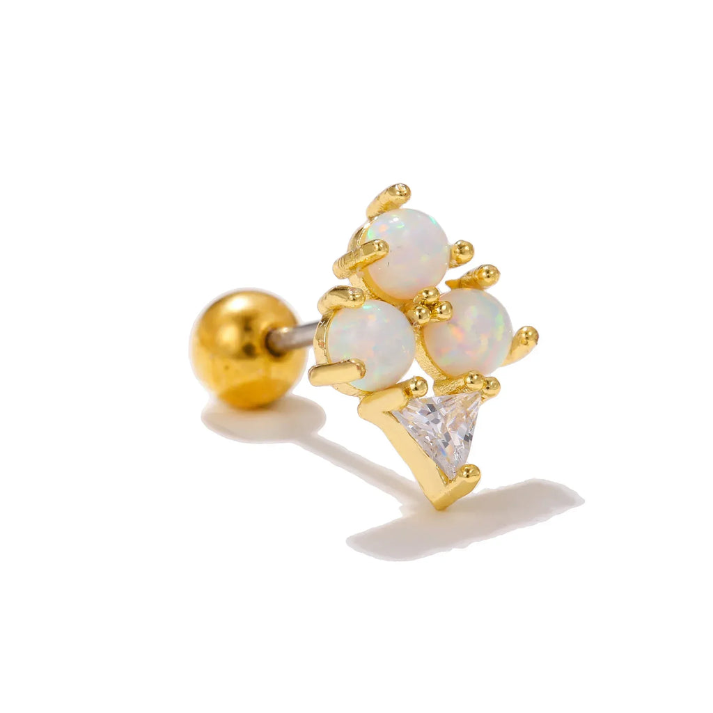 Colorful Opal Titanium Steel Stud Earrings - Viexta
